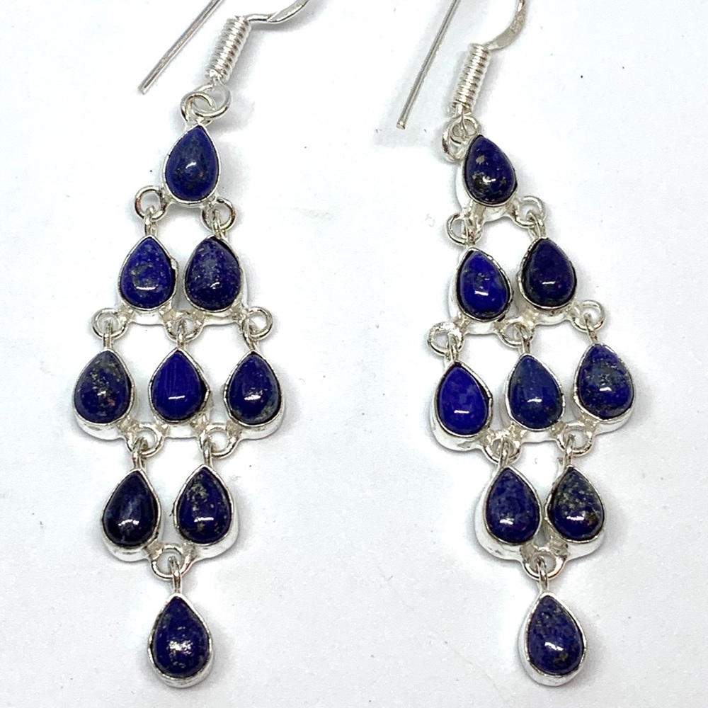 Lapis Luzuli Custom Earrings New Handmade 925